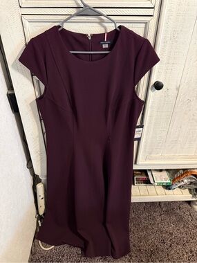 Tommy Hilfiger Plum Cap-Sleeve Midi Dress